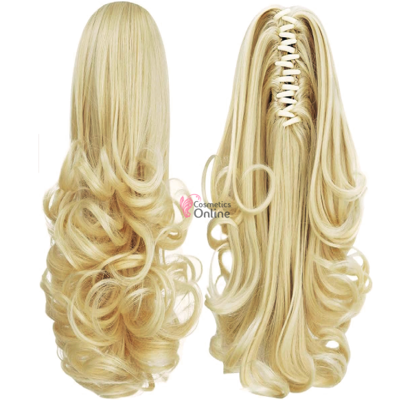 Extensie de par coada dreapta usor ondulata la varfuri cu cleste 45cm Blond Deschis Mixt 0202L15613